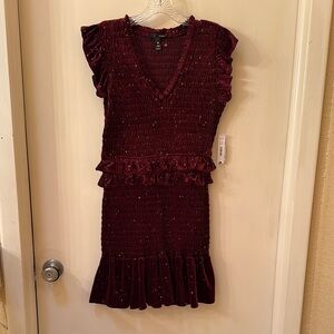 New with tags Aqua size Medium Burgundy Ruffled Dress